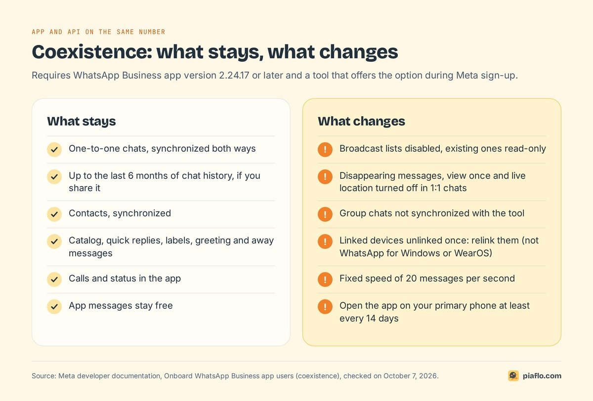 Coexistence checklist: what stays and what changes when the app and the API share a number